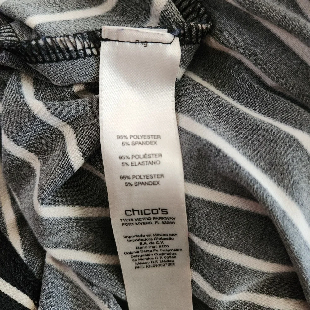 Chicos Easywear Striped Handkerchief Hem Maxi Skirt Black White Size 1 M 8